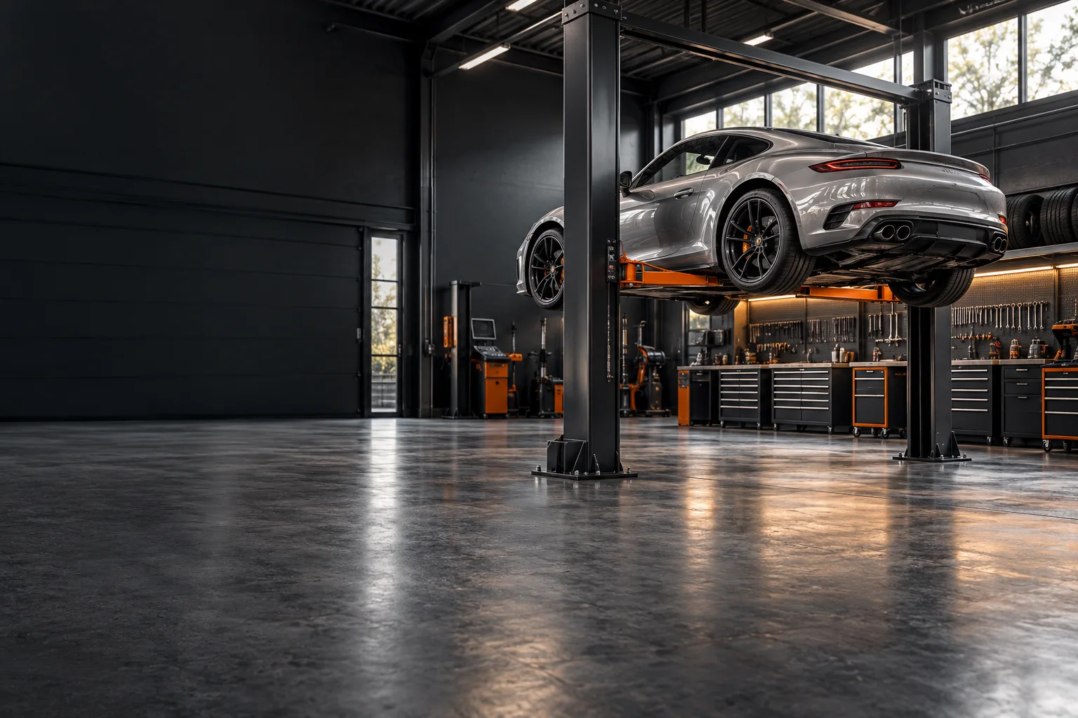 Illustrative automotive workshop