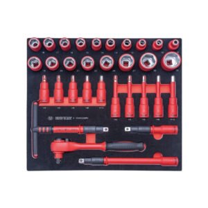 9-45VE02MRV - 1/2? Dr. VDE Insulated Socket Set for Tool Trolley (EVA Foam) – 32pcs